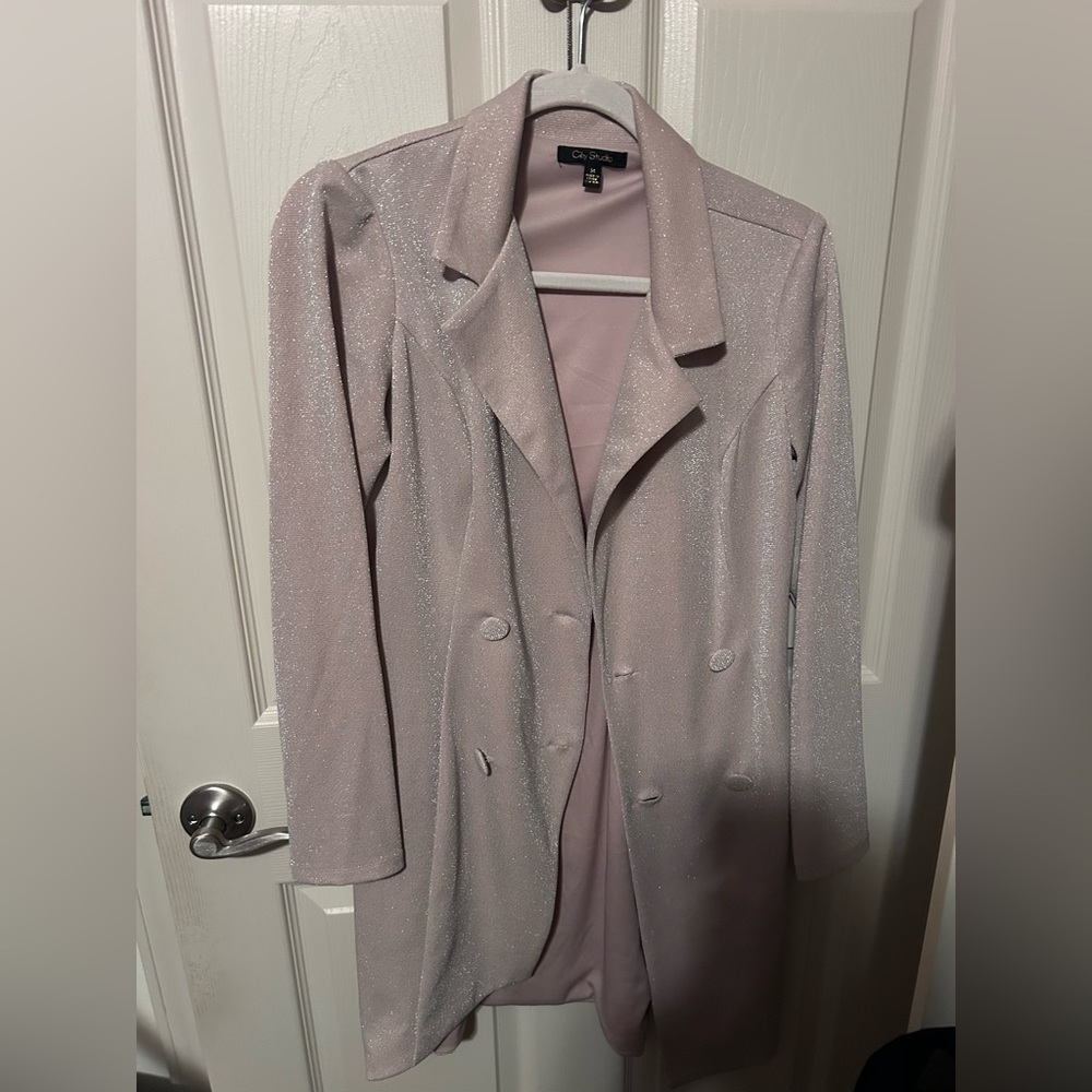 City Studio Glitter Trench Coat - Light Pink